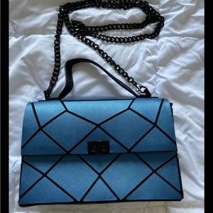 ~PRE-OWNED~ Patrizia Luca Women's Blue Geometric Crossbody Handbag
